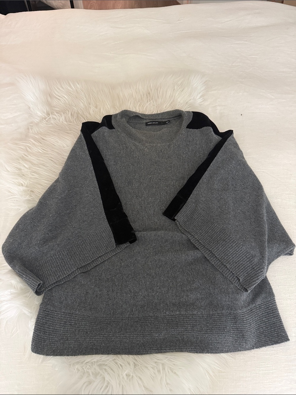 Karen Millen Grey Sweater with Black Shoulder and Arm Panels